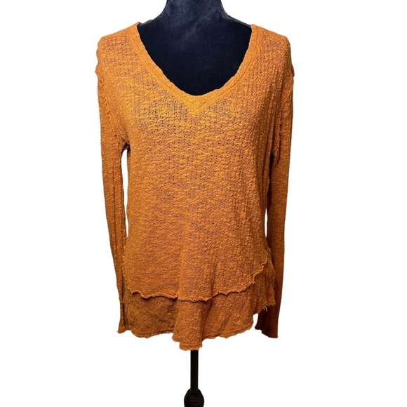 We The Free | Ocean Air Hacci Knit Top in Gold Rust | 100% Cotton | Sz XS - Picture 2 of 9